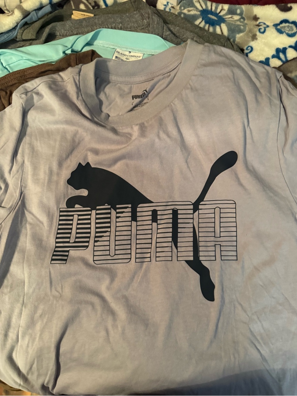 Puma Light Gray Tee with Black Puma Cat Logo